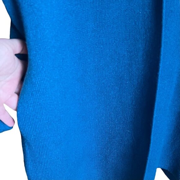 Liz Claiborne Cardigan Sweater Teal Long Lined One Button Closure Pockets XL - Picture 6 of 11